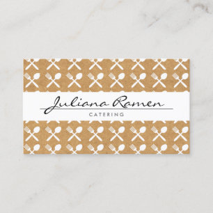 CUTLERY PATTERN on KRAFT PAPER for CATERING, CHEFS Business Card