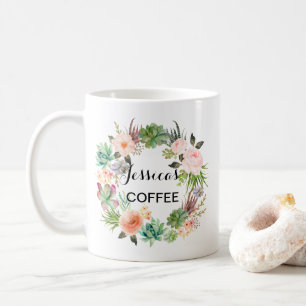 Cutom Name Mug, Personalized Name Mug, Floral-4 Coffee Mug