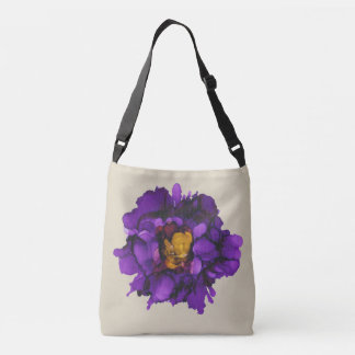 Cutomizable Grape/purple peony floral Crossbody Bag