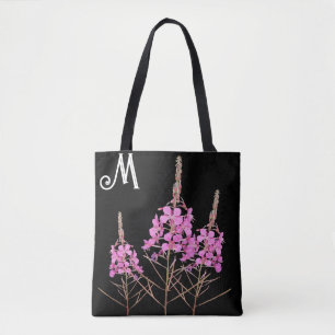 Cutomizable M name pretty pink rose trendy floral Tote Bag