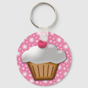 Cutout Cupcake with Pink Cherry on Top Keychain