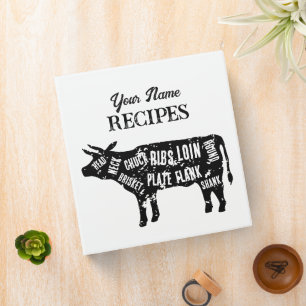 Cuts of beef butchery cow diagram recipe binder