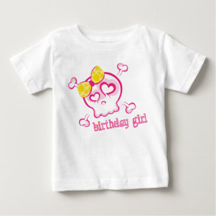 Cutsie Artistic Skull Girl Birthday Design Baby T-Shirt