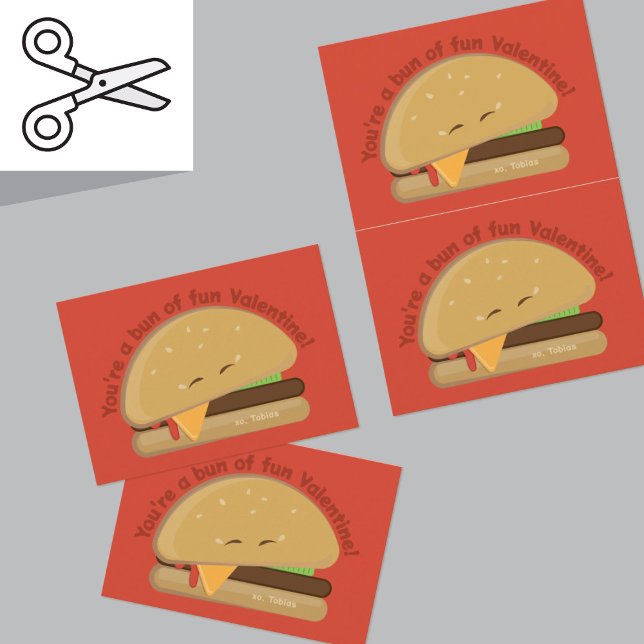 Cuttable Cheeseburger Kid's Valentine's Day Card (Creator Uploaded)