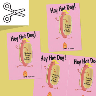 Cuttable Fire Jumping Hot Dog Valentine's Day Card