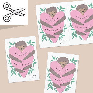 Cuttable Sloth Hugs Valentine's Day Card Pair