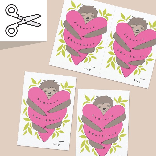 Cuttable Sloth Hugs Valentine's Day Card Pair (Creator Uploaded)