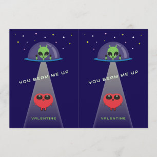 Cuttable UFO Kids Valentine Cards Blue & Red