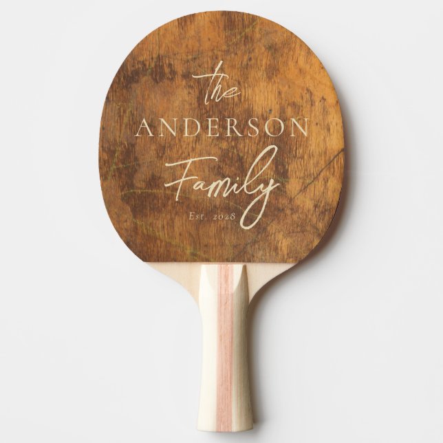 Cutting Block Hand Written Family Name Ping Pong Paddle (Front)