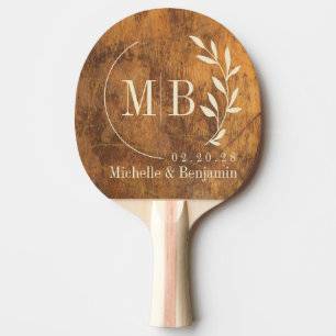 Cutting Block Leaf Wedding Monogram Ping Pong Paddle