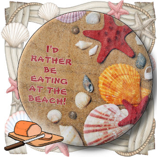 CUTTING BOARD 12"-Rather Be Eating At Beach -Brown
