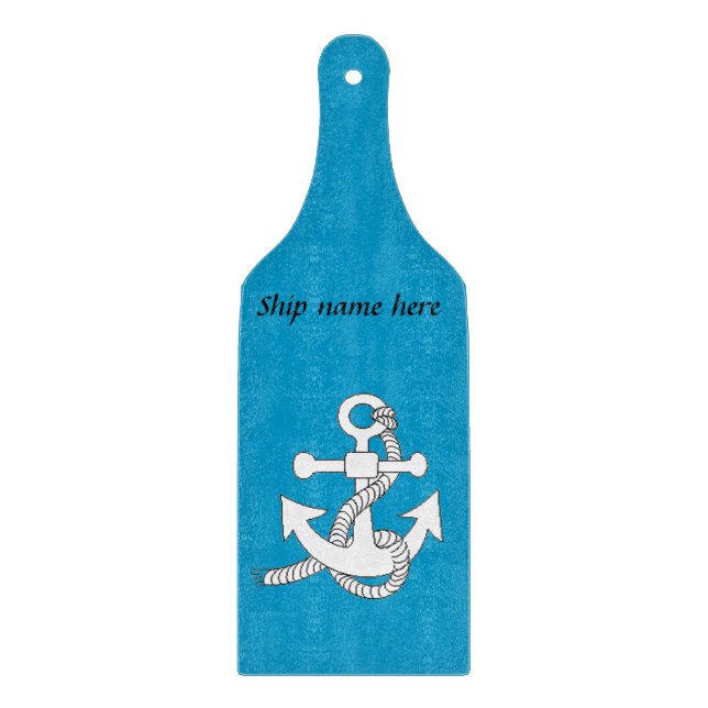 Cutting Board - Anchor with Ship Name (Front)