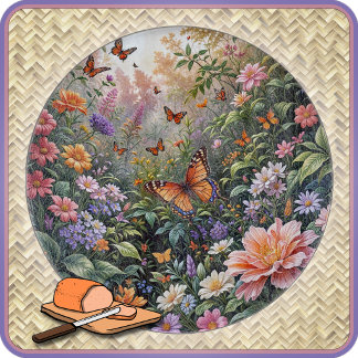 CUTTING BOARD - Butterflies in the Garden - Round