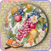 CUTTING BOARD - Covered in Colorful Fruit - Round