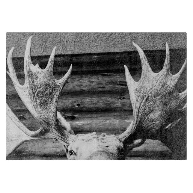 cutting board cute peeking cottage moose (Front)