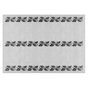 Cutting Board - Holly leaves in black and white