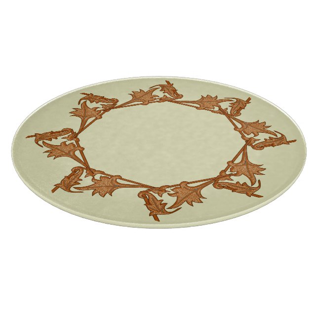 Cutting Board - Iron Leaves in Circle (octagon) (Corner)