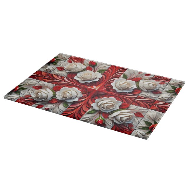 Cutting board with English Roses Design (Corner)
