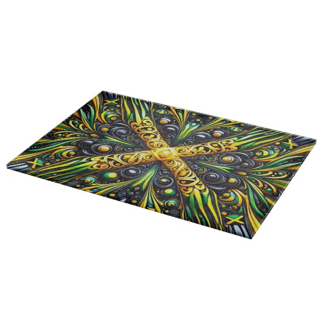 Cutting board with Jamaican Colours Design (Corner)