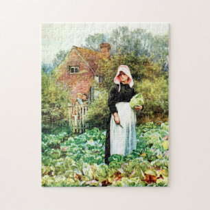 Cutting Cabbages by Helen Allingham Jigsaw Puzzle