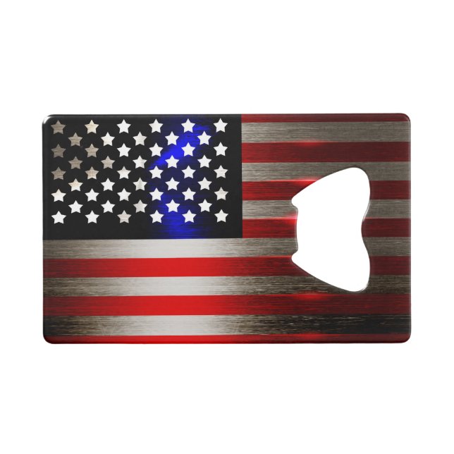 Cutting Edge Laser Cut American Flag 2 Wallet Bottle Opener (Front (Horizontal))