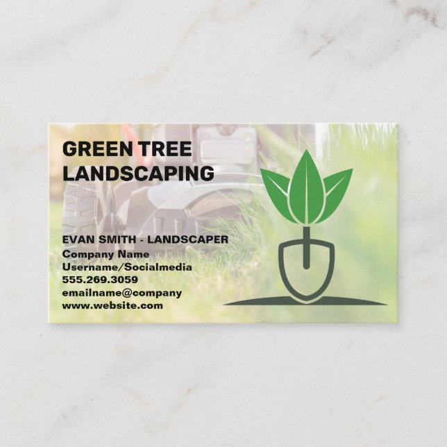 Cutting Grass | Gardening Logo | Landscaper Business Card (Front)