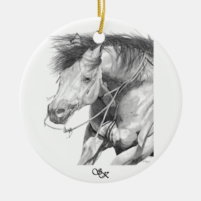 Cutting Horse Ornament (Front)