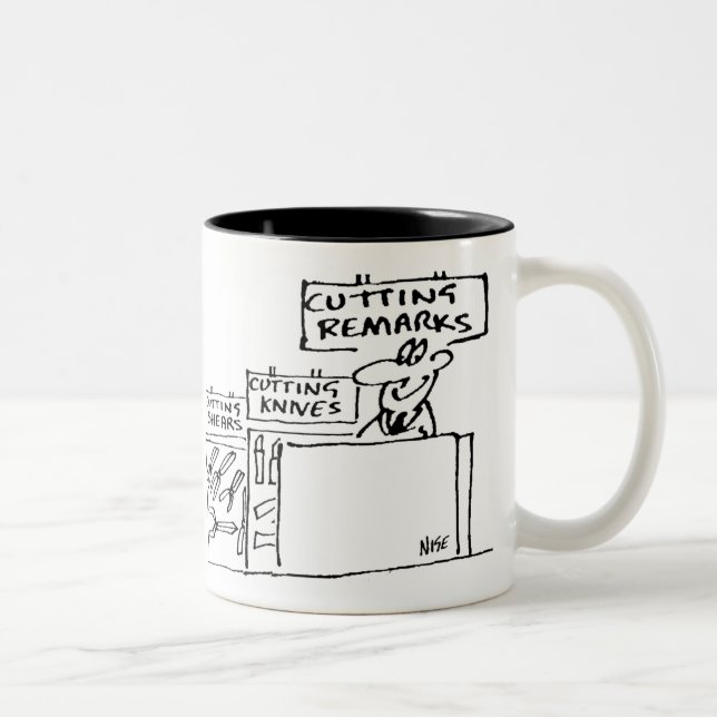 Cutting Remarks in a Hardware Store Two-Tone Coffee Mug (Right)