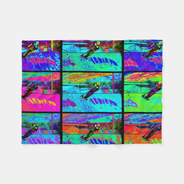 Cutting the Ramp - Stunt Scooter Rider Fleece Blanket (Front (Horizontal))