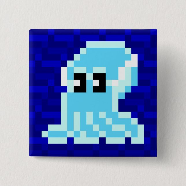 Cuttle Scuttle Blue Cuttlefish Badge 2 Inch Square Button (Front)
