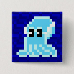 Cuttle Scuttle Blue Cuttlefish Badge 2 Inch Square Button