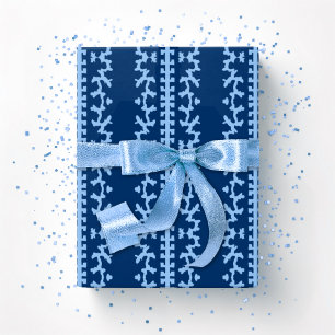 Cutwork Vine in Blue Indigo Wrapping Paper