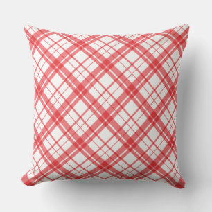 Cuty pink and white cell plaid scottish pattern throw pillow