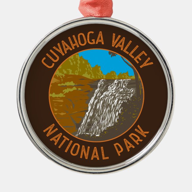 Cuyahoga Valley National Park Retro Distressed Metal Ornament (Front)