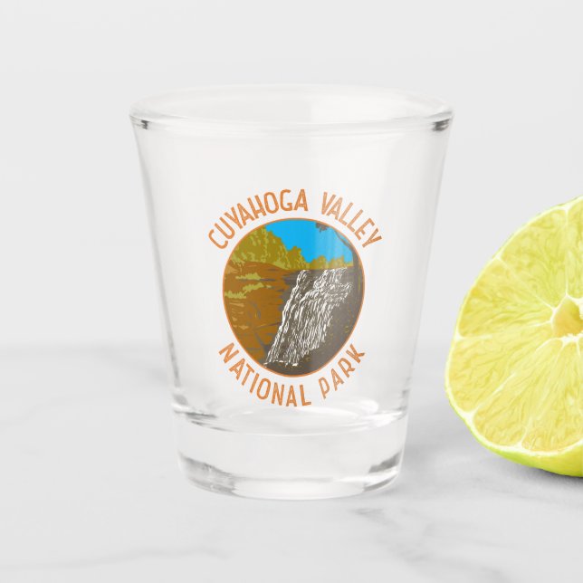 Cuyahoga Valley National Park Retro Distressed Shot Glass (Front)