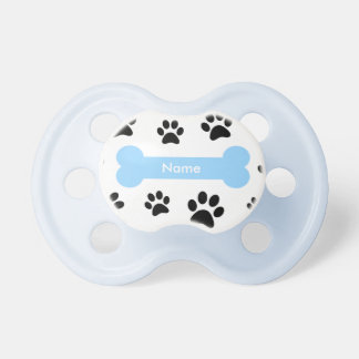Cuztomizable Blue Dog Bone with Paw Prints Pacifier