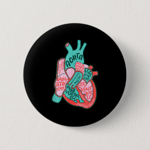 Cvicu Cardiac Nurse Human Heart Anatomy Cardiology 2 Inch Round Button