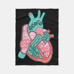 Cvicu Cardiac Nurse Human Heart Anatomy Cardiology Fleece Blanket