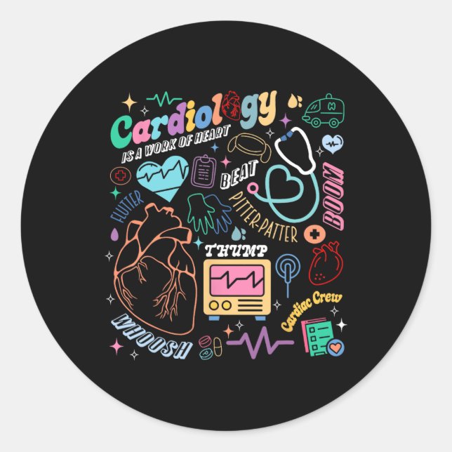 Cvicu Cardiac Nurse Retro Anatomy Cardiology Human Classic Round Sticker (Front)