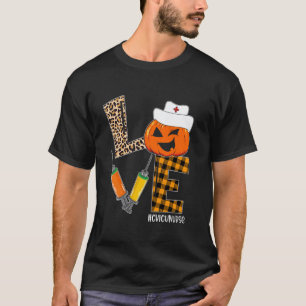 CVICU Nurse Halloween Pumpkin Leopard Love Nurse L T-Shirt