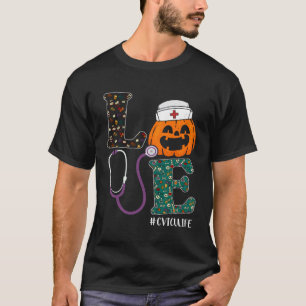 CVICU Nurse Halloween Scary Pumpkin Love Nurse Lif T-Shirt