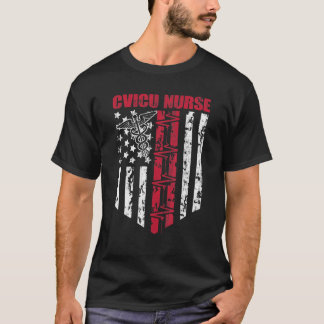 CVICU Nurse USA Flag Patriotic Nursing RN Register T-Shirt