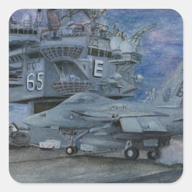 CVN-65 USS ENTERPRISE SQUARE STICKER (Front)