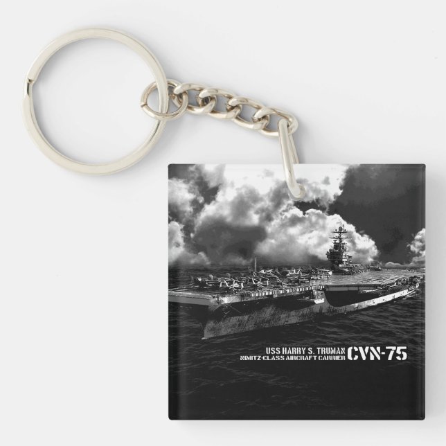 CVN-75 Harry S. Truman Square (double-sided) Keyc Keychain (Front)
