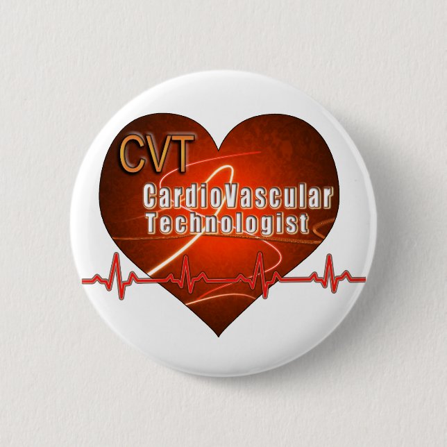 CVT HEART LOGO Cardiovascular Technologist 2 Inch Round Button (Front)