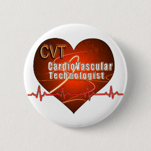 CVT HEART LOGO Cardiovascular Technologist 2 Inch Round Button