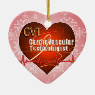 CVT HEART LOGO Cardiovascular Technologist Ceramic Ornament