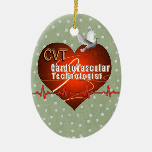 CVT HEART LOGO Cardiovascular Technologist Ceramic Ornament (Front)