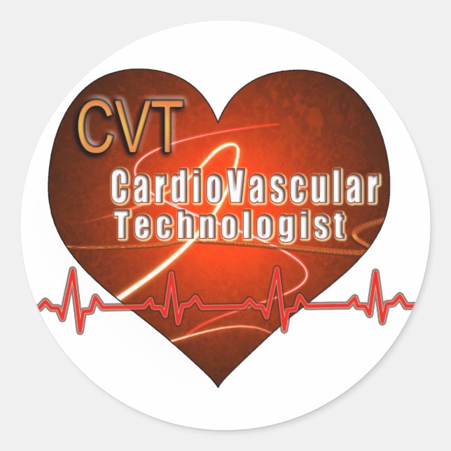 CVT HEART LOGO Cardiovascular Technologist Classic Round Sticker (Front)