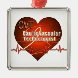 CVT HEART LOGO Cardiovascular Technologist Metal Ornament